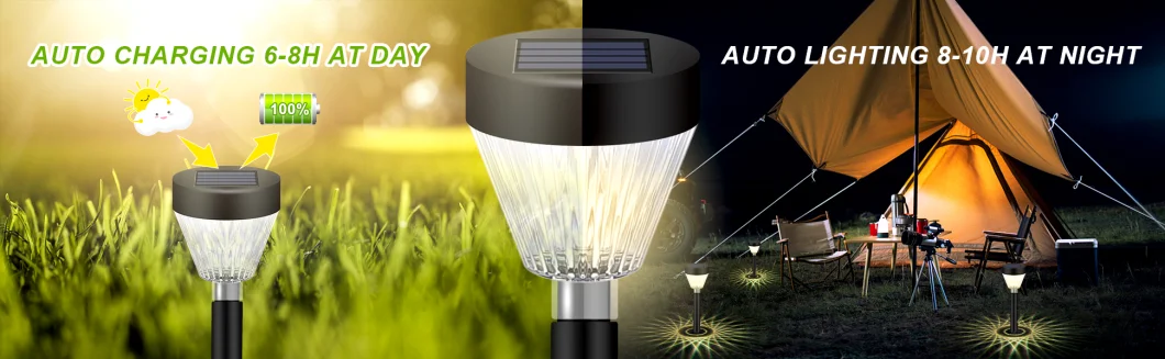 Newest High Quality Ground Spike Lamp Warm White Emitting Plastic Auto on/off LED Solar Outdoor Lights Pathway Lighting for Garden Yard Patio Stake Solar Light