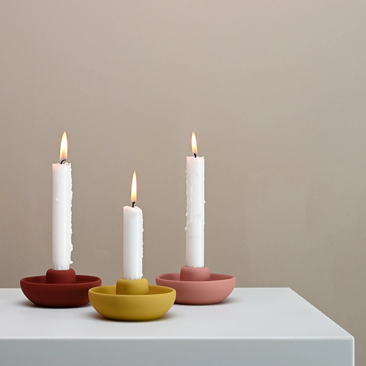 Wholesale Modern Church Wedding Decor Matte Morandi Color Bowl Shape Ceramic Candle Holder