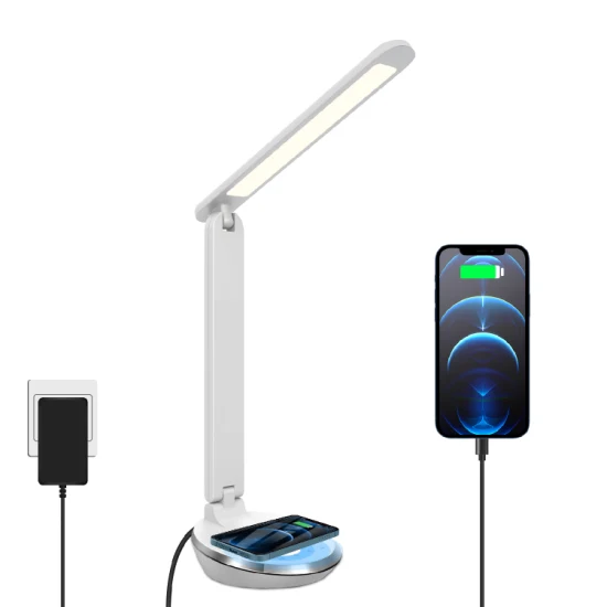 USB ポート、カバー、タッチ調光器、明るさ、Qi ワイヤレス充電器を備えたモダンな LED デスク ランプ